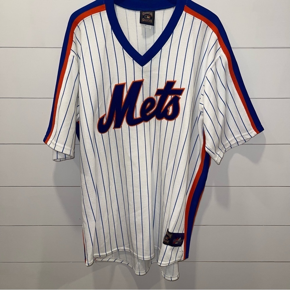 New York Mets Majestic Cooperstown Striped Jersey Size 2XL